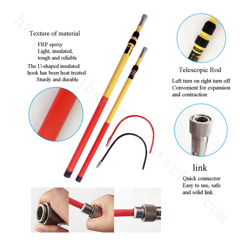 Electric Safety Rod Fiberglass Insulating Rescue Hook High voltage Insulated Security tools Rescue Hook Insulated Stick