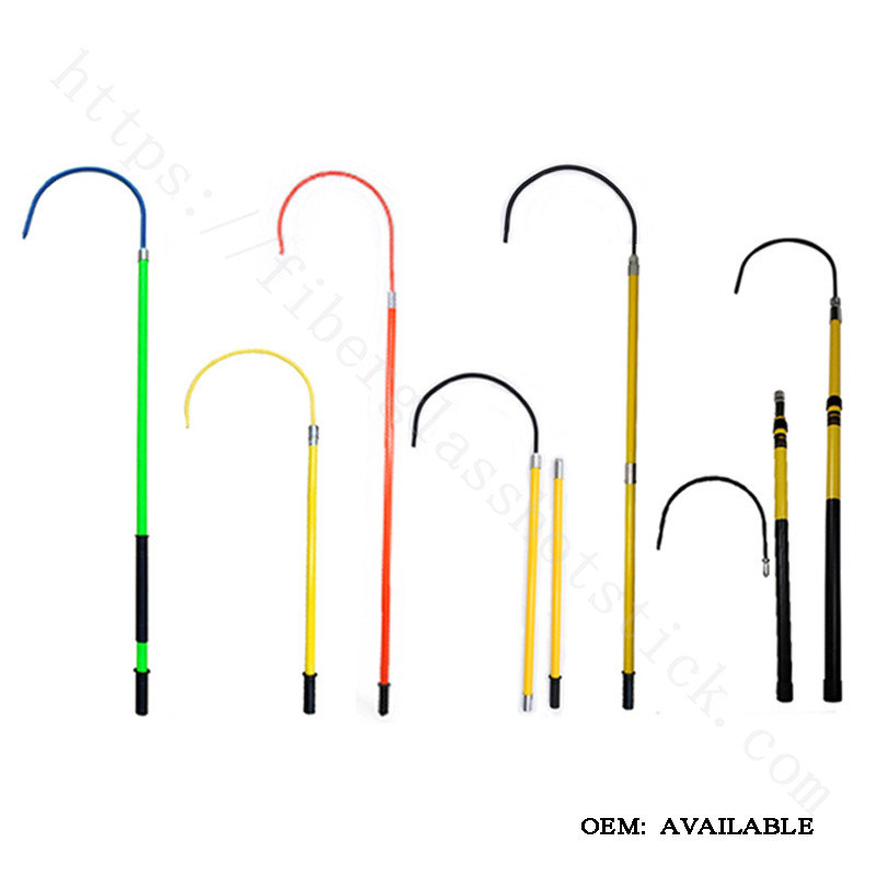 Fiberglass Insulated Rescue Hook with Foam Filled High Voltage fiberglass safety insulated Rescue Hook