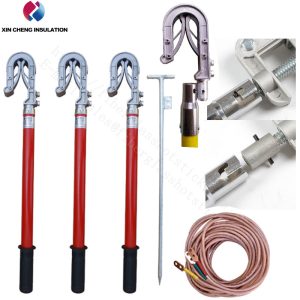 Detachable Double Spring 35mm2 Cable Wire Earthing Set With Fiberglass Rod Portable High Voltage Grounding Wire with Detachable Clamp / Needle Ground Rod